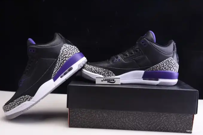 Rep TBkick Black 3 CT8532-050 Court Air Jordan Retro Purple 0611